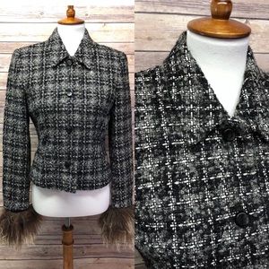Vintage Escada Tweed Blazer with Tibetan Lamb